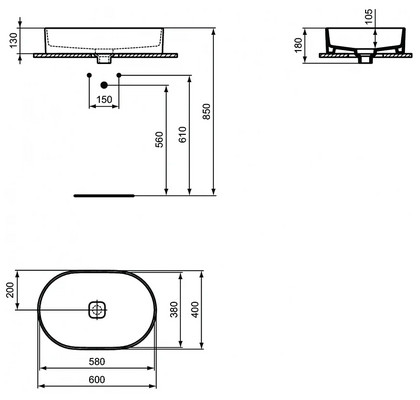 Раковина на столешницу Ideal Standard Strada 60 см