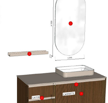Тумба под раковину с одним ящиком 120x52x40, в комплекте с зеркалом